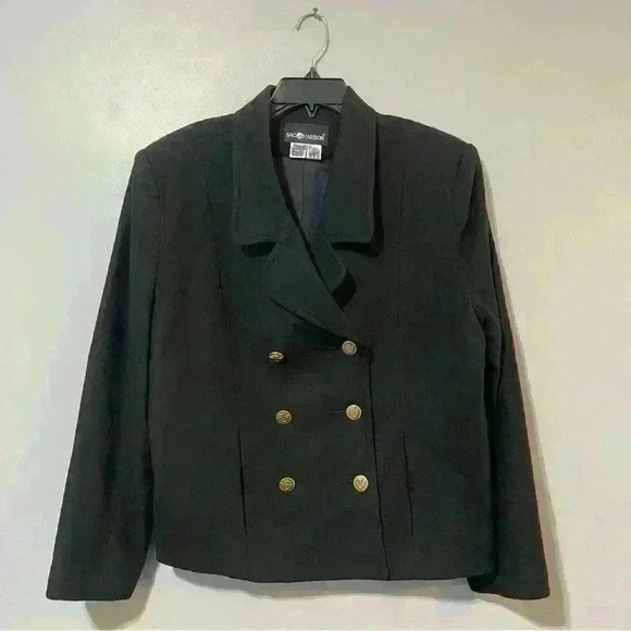 Sag Harbor Blazer Jacket Women’s Size 12 Wool Black Double Breasted Vintage - Picture 1 of 8